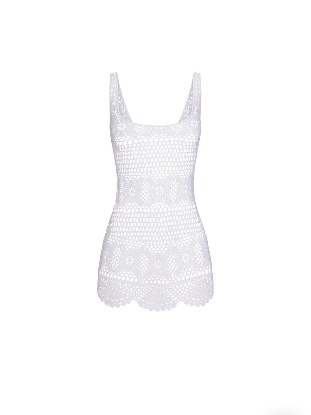 SKIMS White Crochet Mini Tank Dress Swim Cover Up M NW
